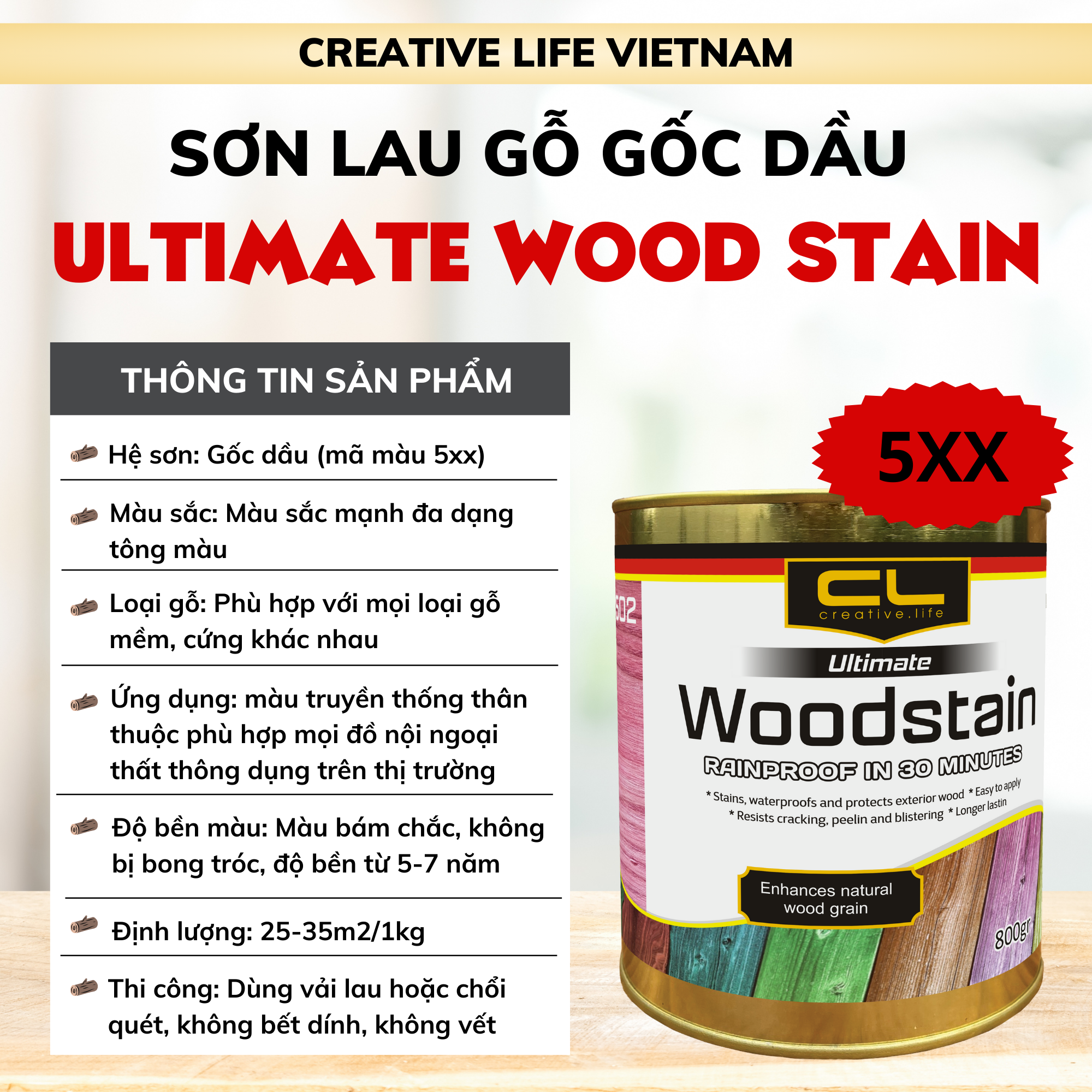 Ultimate Wood Stain 5xx - Dầu lau màu gốc dầu